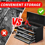 Tool Chest Cabinet, Large Capacity Metal Tool Box with Wheels and Cylinder Locking, Roll Around Storage Organizer Tool Cart for Garage, Redtool cabinets on Wheels (Black, 4-Drawer)