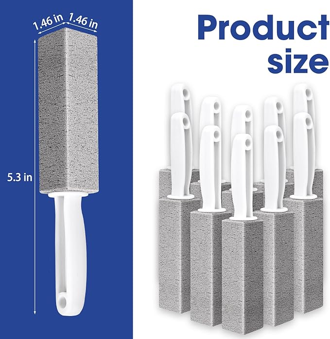 AZEN 10 Pack Pumice Stone for Cleaning, Pumie Scouring Stick with Handle, Pumice Stone Toilet Bowl Cleaner, Hard Water Stain Remover for Toilet, Bathroom, Kitchen Sink, Grill