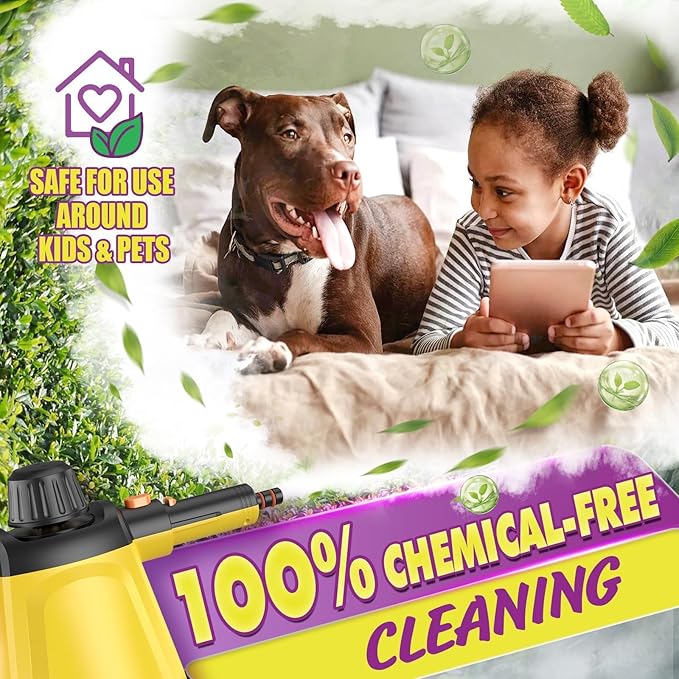 Steam Cleaner, Deep Cleaning Steam Cleaner for Home, 1200W Handheld Steam Cleaner with 10 Tools, Natural Steamer for Cleaning, Handheld Steamer for Bathrooms, Kitchens, Windows, Shower, Grout,Tile,Car