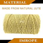 4mm x 300 Feet Yellow Jute Rope, Twine for Gardening Tomato Climbing Plant Tie Floristry Crafts Gift Wrapping Packing Decor