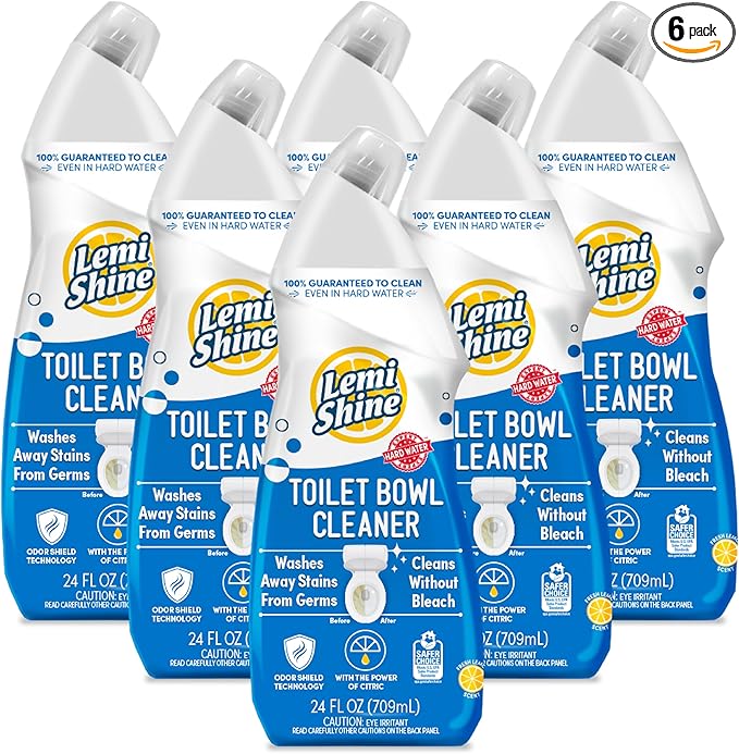 Lemi Shine Toilet Bowl Cleaner, Bleach-Free, Removes Tough Stains and Odor, Award-Winning (24 oz., 6 Pack)