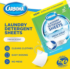 Carbona Laundry Detergent Sheets | Eco-Friendly Washing Detergent | Up to 50 Loads (25 Sheets) | Stain Remover | Fresh Scent