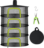 4 Layer Herb Drying Rack, Hanging Mesh Net, Foldable Plant Drying Rack With U-Shaped Zipper, Garden Trimming Shears and Hooks, For Drying Herbs Plants, Fruits, Seafood, Clothing(4 Layers-23.62'')