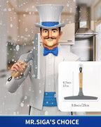 MR.SIGA All Purpose Silicone Squeegee for Shower Door, Mirror, Glass, Streak Free Shower Squeegee, Pivoting Bamboo Handle, Includes 1 Suction Hook, 10 inch Wide, Gray, 1 Pack