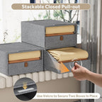 Closet Organizers and Storage 4-Pack Large Storage Bins with Drawers Stackable Fabric Clothes Organizers Storage Box Collapsible Closet Drawers Organizer (Deep Grey, 21L*4)
