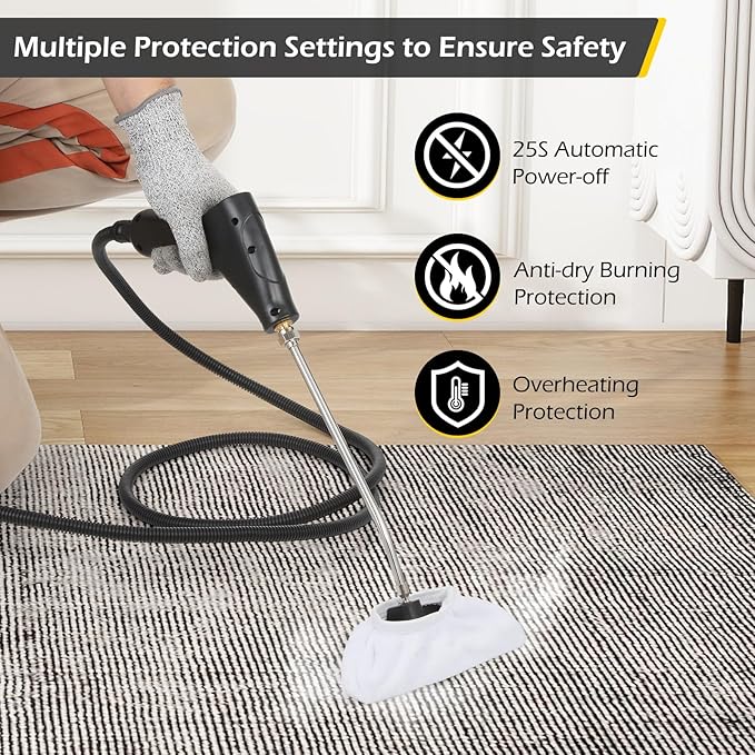 Dyna-Living Steam Cleaner 1500W Handheld Steamer for Cleaning Portable Car Steamer Cleaner, 221℉ High-Temp Steamer Cleaner for Home, Intelligent Touch Panel & Spray Gun Control