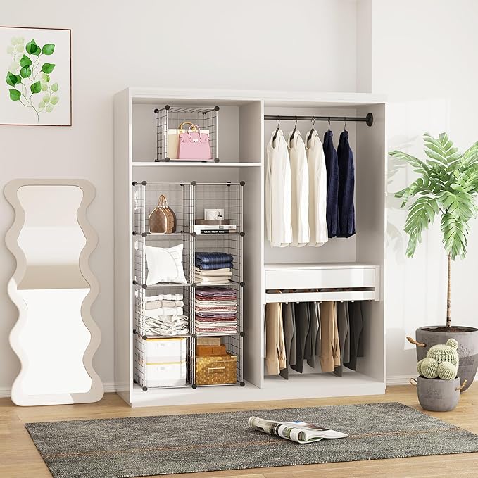 C&AHOME Wire Cube Storage, 9 - Cube Organizer Metal C Grids, Modular Shelves Units, Closet Organizer, Ideal for Home, Office, Living Room, 36.6”L x 12.4”W x 48.4”H, Silver Gray UWCS3009G