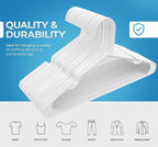 Beddora Plastic Hangers 50 Pack, White Clothes Hangers for Closet Organization and Storage Space-Saving Design, Kids & Adult Coat Hanger for Suits, Shirt & Percheros Ganchos para Colgar Ropa Hangars