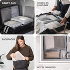 Compression Packing Cubes for Travel - Luggage Organizer Bags - Double Zipper Packing Cubes for Suitcases (4-Pack, Light Grey)