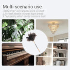Extendable Ostrich Feather Duster, Natural Ostrich Feathers Long Handle Duster for Cleaning, 47” Soft & Fluffy Feather Duster for High Ceilings, Fans, Walls, Furniture, Home Dusting