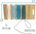 The Beadsmith 100% Hemp Cord – Aqua Colors – 1mm, 30 Foot Spool, 20LB Test Strength – Twine for Jewelry Making, Macrame, Paper Crafts, Gardening, Scrapbooking, Home Décor, DIY String Art & More