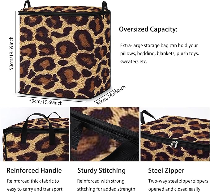 Large Comforter Storage Bag with Zipper,Closet Organizer for Clothes/Blankets/Quilts/Pillows,Fabric Storage Bags with Portable Handles 95L(2-Pack)