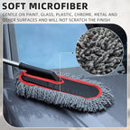 Tanlade 4 Pack Microfiber Car Duster Exterior Scratch Free with Extendable Handle Auto Duster Exterior Cleaning Dust Tools for Car Brush for Cars Truck Bike RV Boats Motorcycle (Gray with Red Edge)