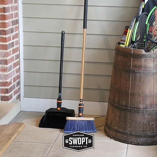 SWOPT 12” Upright Dustpan, Standard Combo – Ergonomic Design Eliminates Need to Bend While Cleaning – Interchangeable with All SWOPT Cleaning Products