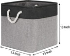 Bidtakay Fabric Cube Storage Bins for Organizing 13x13 Large Storage Baskets Decorative Storage Bins for Home Storage Set of 3 Shelf Organizer Bins for Toy Storage (Black&grey)