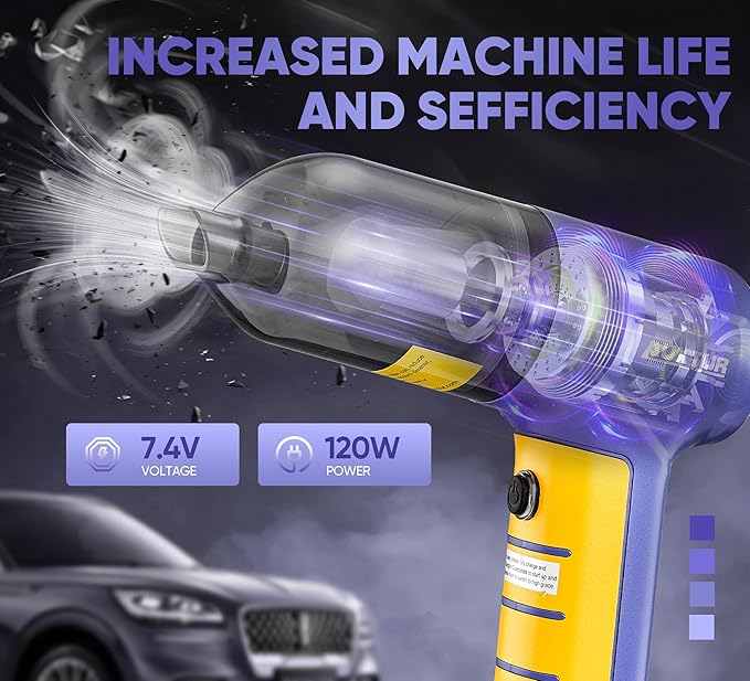 Car Vacuum Portable Cordless 3 in 1 Handheld Car Vacuum 15000PA High Power with Brushless Motor,5200mAh withType-C Charing Small Vacuum Cleaner Portable Cordless,SW101Blue Yellow