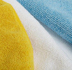Amazon Basics Microfiber Cleaning Cloths, Highly Absorbent, Scratch-Free, Ultra-Soft, Non-Abrasive, Reusable and Washable, 16" x 12", Blue/White/Yellow, 48-Pack