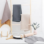 Homaxy 100% Cotton Waffle Weave Kitchen Dish Towels, Ultra Soft Absorbent Quick Drying Cleaning Towel, 13 x 28 Inches, 6-Pack, Dark Grey