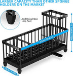 Moforoco Extra Large Sponge Holder for Kitchen Sink Organizer Caddy, Dish Brush Scrubber Holder,Stainless Steel Sink Box Utensil Holder,Soap Dispenser Set Tray Counter Accessories & Storage Rack