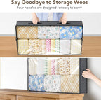 10 Pack Under Bed Storage Containers 90L Underbed Closet Organizer System Collapsible Storage Bins with Clear Window and Reinforced Handles for Bedding Pillows Blanket Towels Clothes Wardrobe Bedroom