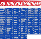 Toolbox Organization Magnetic Labels-80 Large Tool Chest Organizer Labels-Strong Magnets-Fits All Brands of Steel Tool Box Drawers (Blue 3.125x1.0 in)