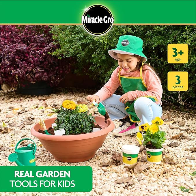 Red Toolbox Miracle-GRO 3 Piece Hand Garden Toolset for Kids Age 3+ with Hand Trowel, Hand Fork and a Hand Rake