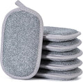 Dual-Sided Multi-Purpose Scrub Sponges, Non-Scratch Dishwashing Sponges for Kitchen, Reusable Microfiber Sponge for Efficiently Cleaning Dishes, High Density Sponge Inside (6 Pack, Large) Gray