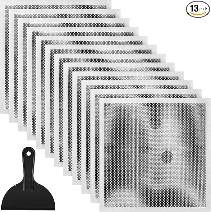 Blulu 13 Pcs 12 x 12 Inch Drywall Repair Kit Self Adhesive Mesh Drywall Patches with Scraper for Holes, Repair Kit for Large Holes Wall Ceiling Tools
