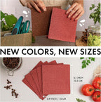 SUPERSCANDI 6 Pack Swedish Dishcloths for Kitchen - 100% Biodegradable & Compostable Reusable Paper Towels Washable, Food-Safe & Without Plastic - Dish Rags Suitable for Any Surface, Red