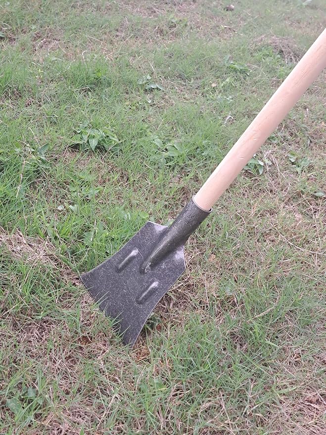 59 inch Wood Handle Ice Chopper and Lawn Edger, Weeding Tools Gardening Flat Spade for Lawn Edging, Ice Scraper, Steel Head Wood Handle