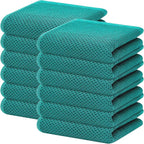 Homaxy 100% Cotton Waffle Weave Kitchen Dish Towels, Ultra Soft Absorbent Quick Drying Cleaning Towel, 13 x 28 Inches, 12-Pack, Teal