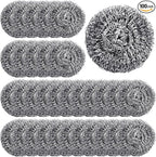 Yinkin 100 Pieces Stainless Steel Scrubber Bulk Steel Wool Scrubber Metal Sponge Wire Scouring Pad Heavy Duty Clean Dish Pot Pan and Oven for Kitchen, Bathrooms, and More