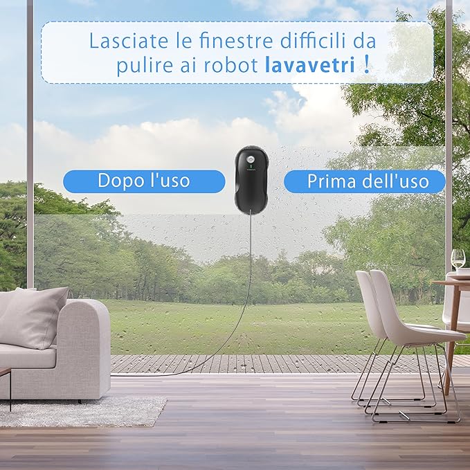 Tosima Window Cleaning Robot W2, Automatic Cleaning with Intelligent Path Planning, 3800Pa Suction Power, Edge Detection Technology, Remote Control