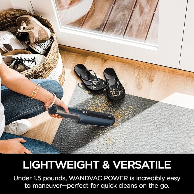 Shark WV410BL WANDVAC Cordless Hand Vacuum, Ultra-Lightweight & Portable with Powerful Suction & Tools for Pets, Designed for Car & Home, Dark Blue