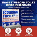 PUMIE Pumice Scouring Stick for Cleaning Toilet Bowl Rings & Hard Water Stains, Bathroom, Pools & Tubs, Pumice Stone for Toilet Cleaning, Rust, Grills, Food Build Ups, Pack of 4, includes Scouring Pad