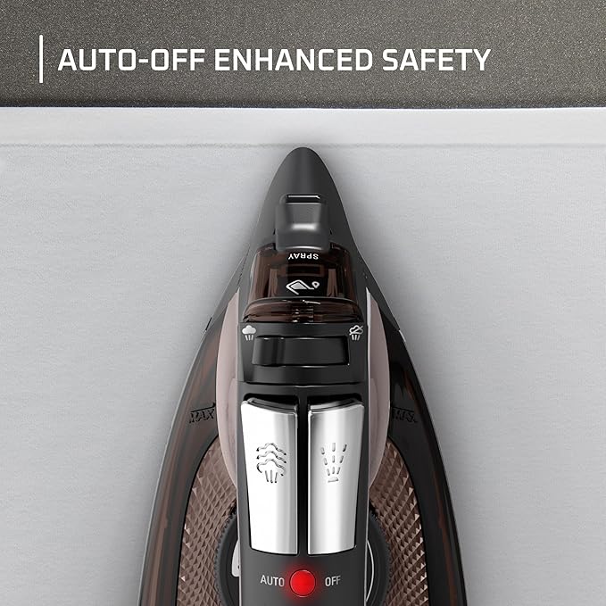 Rowenta Access Stainless Steel Soleplate Steam Iron with Retractable Cord, Powerful Steam Diffusion, Auto-off and Anti-Drip, 1725 Watts, Black Clothes Iron, DW2459