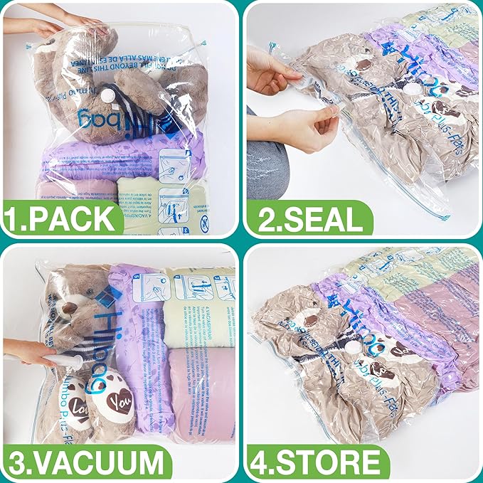 XXL Jumbo Size 47''X35'' Vacuum Storage Space Saver Bags Extra Large for Blanket, Bedding, Comforters (4 Pack)