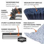 SWOPT 7-Piece Ultimate Indoor Kit — Includes 48” and 60” Wooden Handles, Dust Mop, Cotton Mop, Angle Broom, Flexible Duster, Window Squeegee, and Organizer — Everything You Need to Clean Indoors