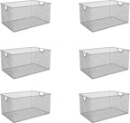 YBM HOME Kitchen Pantry Organizer Wire Baskets for Shelves, Cabinets, Pantry, Countertop, Mesh Open Storage Bin Metal Basket for Organizing Food Supplies, 6 Pack, 13.3x8.5x6.5
