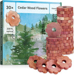 Inovida 30 American Cedar Wood Rings – Stop Clothes Damage - Wardrobe Freshener – Premium American Cedarwood Flowers for Fresh Scent in Drawers and Closets - Cedar Clothes Hangers