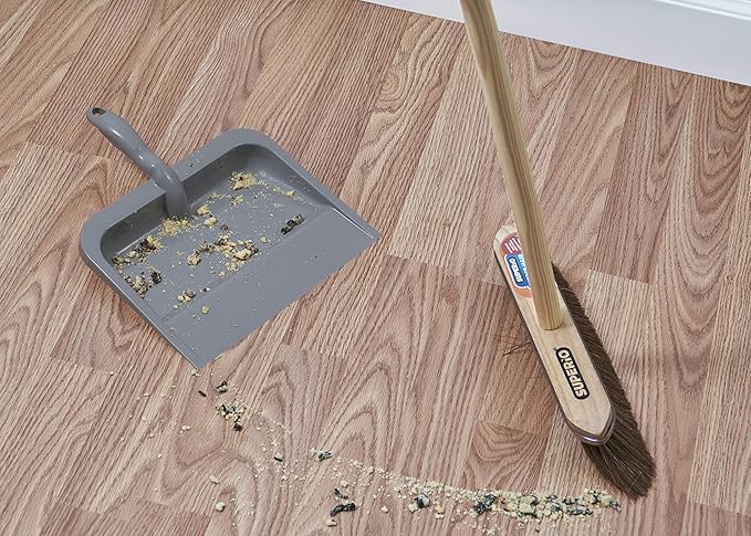 Superio Plastic Dustpan with Handle for Home, 2 Pack - 10-inch Wide Durable Dust Pan Only with Comfort Grip Handle, Grey