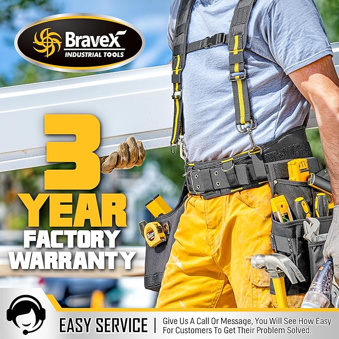 Tool Belt Suspenders, Professional Tool Belt Organizer With Suspenders and 20 Pockets, Heavy Duty Carpenter Suspension Rig For Framers Carpenter Electrician 1200D Ballistic Nylon