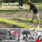 Weed Puller Tool with Long Handle – Garden Weeder Tool & 2-in-1 Garden Hoe for Easy Weeding in Yard, Lawn, Patio, Backyard and Farm