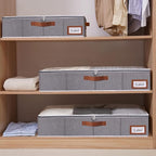 Yawinhe Under Bed Storage Containers, 2 Pack, Bin with Lids, Collapsible Closet Organizers, with Sorting Card Slot and 4 Leather Handles, for Blanket, Bedding, 31.5''Lx15.7''Wx6''H, Grey