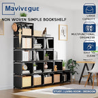 Mavivegue Bookcase, 18-Cube Extra Large Book Shelf, DIY Cube Storage Organizer for Bedroom, Living Room, Home Office - Black
