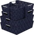NEATERIZE Baskets For Organizing Set Of 9 Navy - Storage Baskets For Shelves - Perfect Closet Organizer Bins, Bathroom Basket, and Pantry Basket - Small Storage Bin For Shelves - Bin For Organization