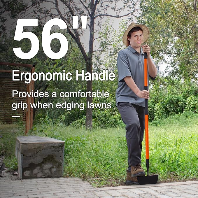 VNIMTI Lawn Edger Tool, Manual Lawn Edger with Fiberglass Handle, Half Moon Garden Edger for Landscaping, 56 Inches