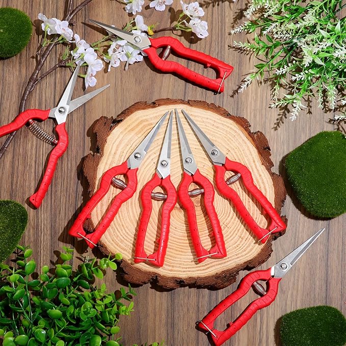 Lasnten 12 Pcs Pruning Shears Needle Nose Pruner Bulk Pruning Snips with Straight 8.3" Extra Long Edge Stainless Steel Sharp Blades Hand Garden Scissors Tool Trimming plants Fruit Trees Bonsai