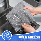 HOMERHYME Kitchen Towels, 8 Pack Microfiber Cleaning Cloth, 25'' x 15'' Dish Towels, 270 GSM Checkered All-Purpose Reusable Lint Free & Absorbent Hand Towels for Kitchen Home Tea Bar Shop