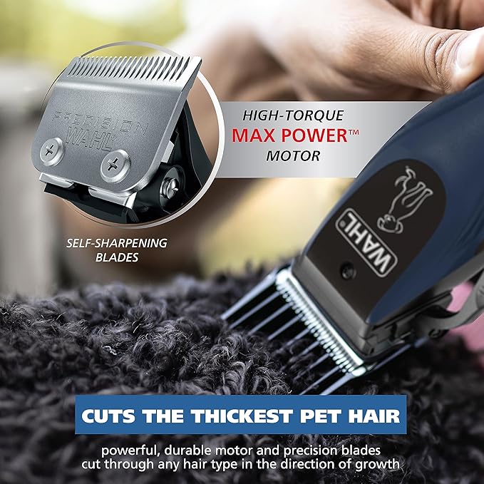 Wahl Power Pro Lithium Ion Rechargeable Cordless Dog Grooming Kit - Heavy Duty Cordless Electric Dog Clippers for Grooming The Thickest Coats - Model 3024675
